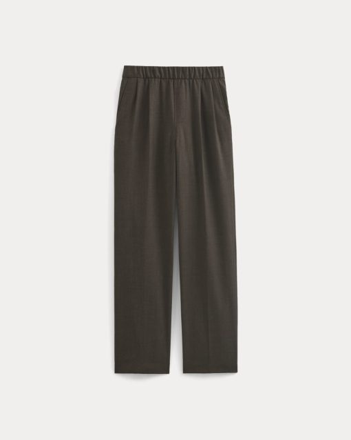 Alternative view of Pleated Trouser in Tailor Twill | Heathered Fudge
