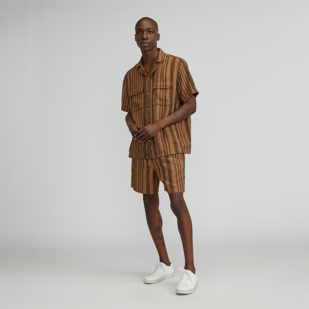 The Resort Shirt in Linen | Toasted Coconut / Black - Image 6