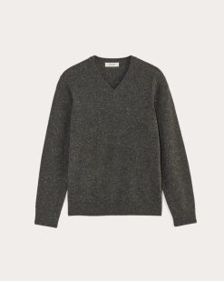 Alternative view of The Cashmere V-Neck Sweater | Grey Donegal
