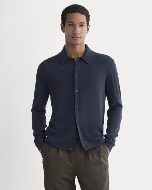 Ultrasoft Button-Down Sweater | Navy