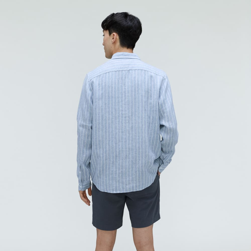 The Classic Shirt in Linen | White / Blue - Image 3