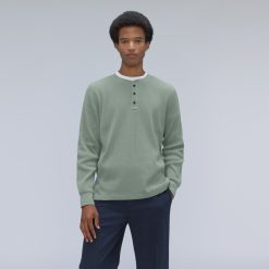 The Waffle Long-Sleeve Henley Tee | Lily Pad