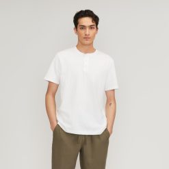 The Cotton Slub Henley | White