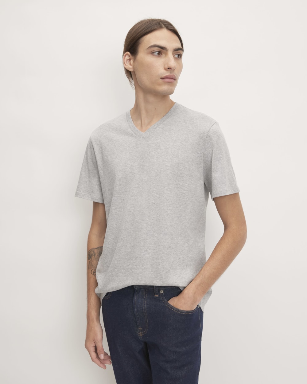 The Organic Cotton V-Neck Tee | Heathered Grey