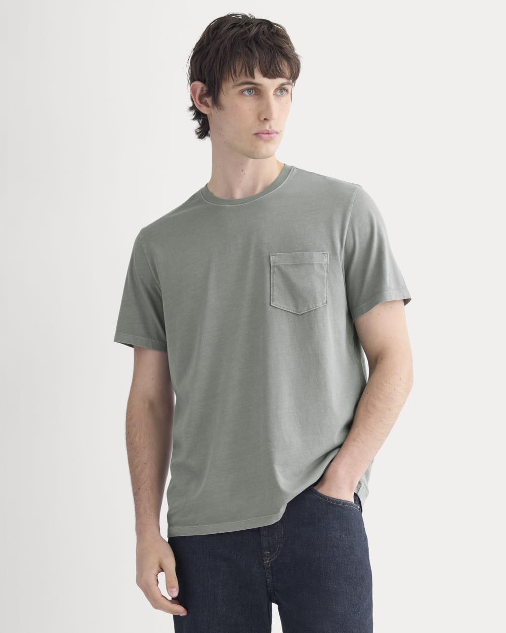 The Essential Organic Garment-Dyed Crew | Agave Green