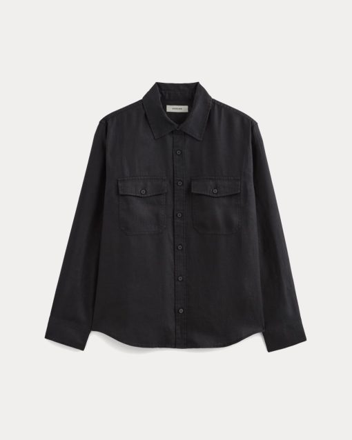 Alternative view of The Linen Utility Shirt | Black