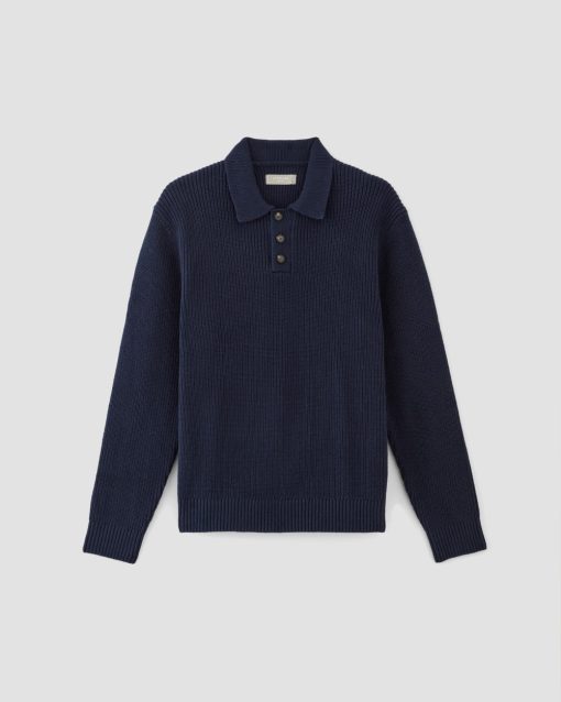 Alternative view of The Cotton Chunky Rib Polo | Navy