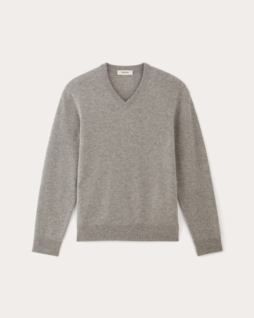 Alternative view of The Cashmere V-Neck Sweater | Light Heather Grey