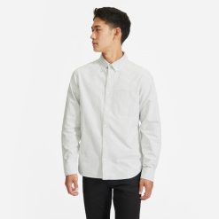 Alternative view of The Standard Fit Japanese Oxford Shirt | Uniform | White / Black Stripe | Tall