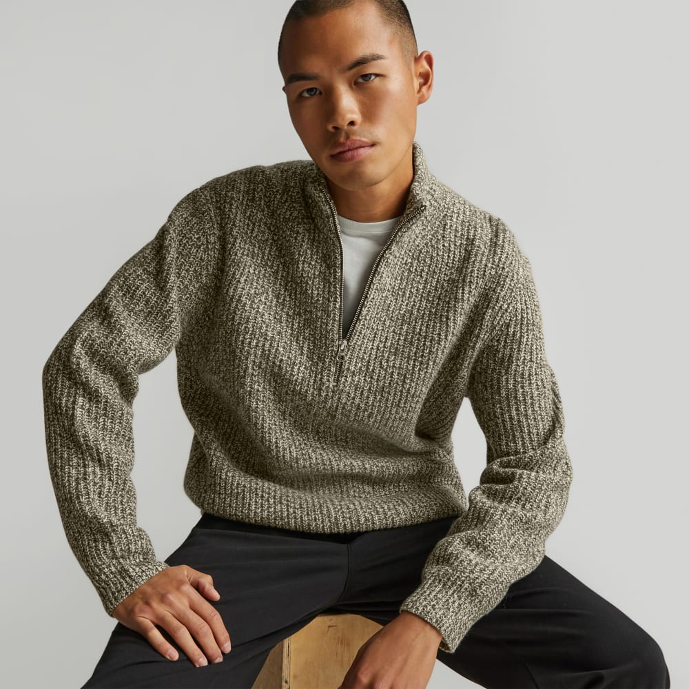 The Felted Merino Half-Zip Sweater | Seafoam Green / Kambaba Twist - Image 4