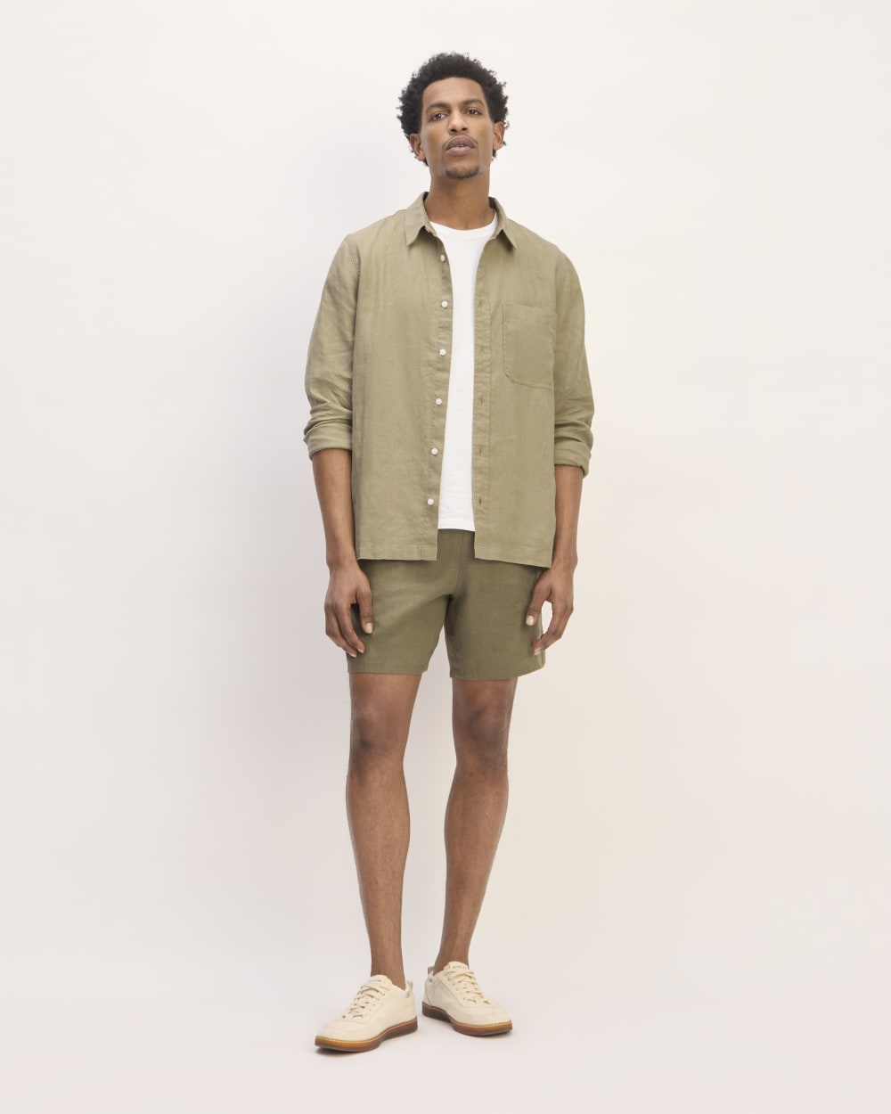 The Linen Straight Hem Shirt | Trench Coat Khaki - Image 3