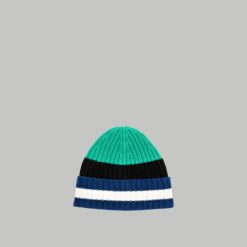 Alternative view of The Cashmere Beanie | Bright Navy Multi Stripe