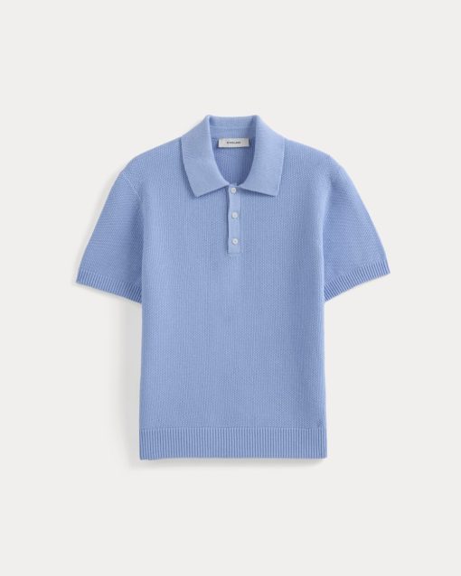 Alternative view of Seed Stitch Polo | Open Air Blue