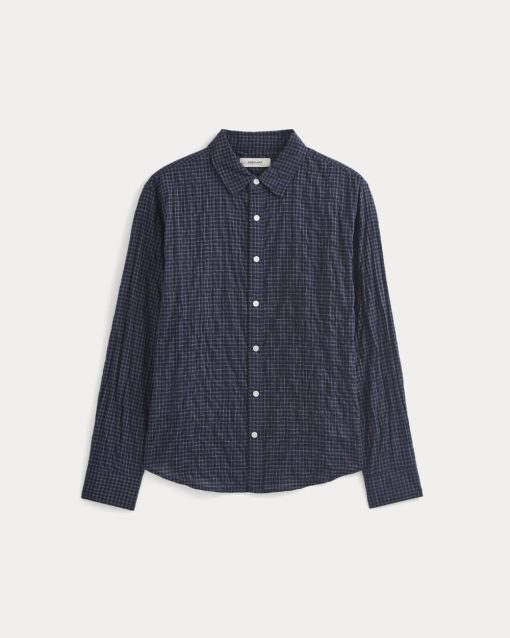 Alternative view of Textured Voile Button-Up Shirt | Navy Plaid