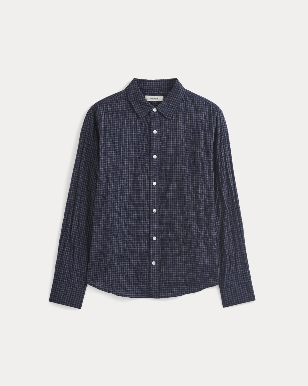Textured Voile Button-Up Shirt | Navy Plaid - Image 2