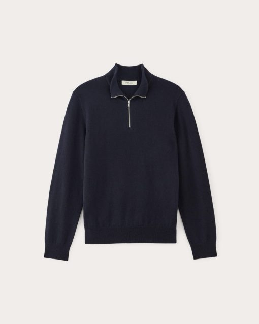 Alternative view of The Quarter-Zip in Cashmere |  Navy